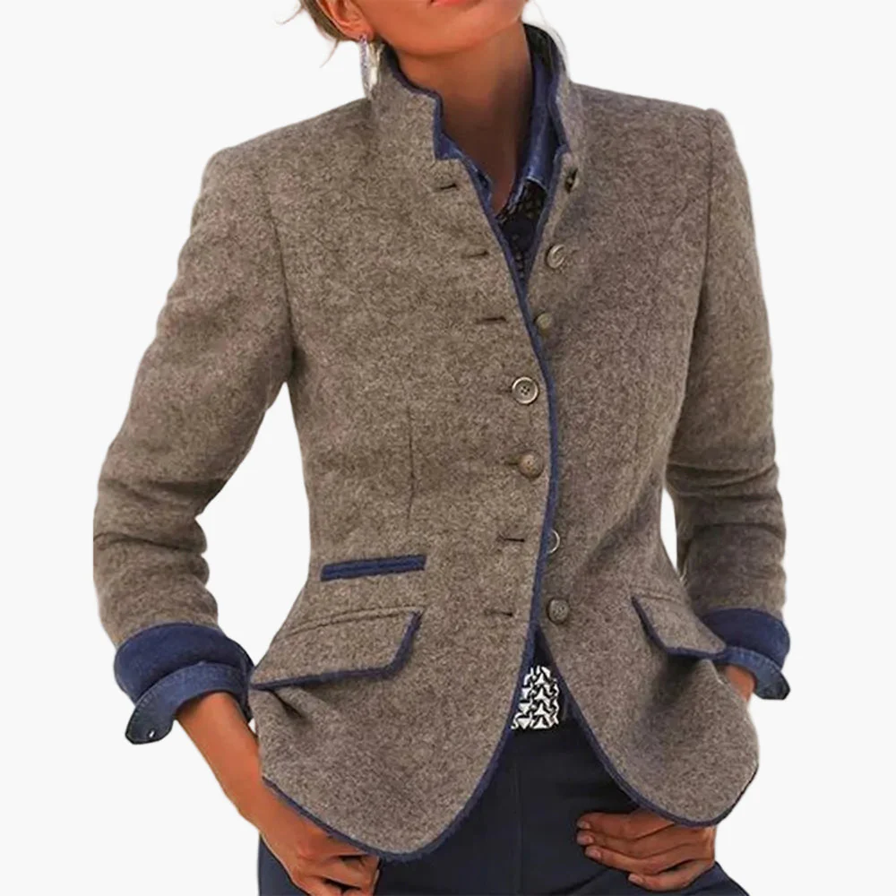 Veste élégante à col montant style tailleur pour femme – Idéale pour le travail ou les sorties - Image 3