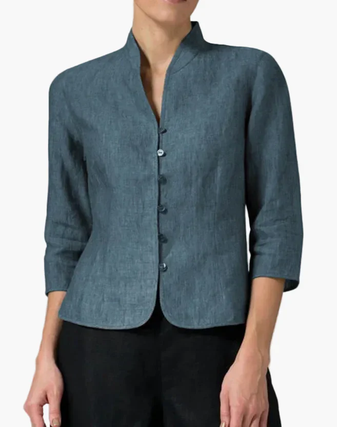 Veste élégante femme style moderne col montant manches trois-quarts pour bureau et occasions formelles - Image 2