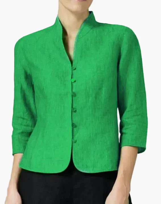 Veste élégante femme style moderne col montant manches trois-quarts pour bureau et occasions formelles - Image 3