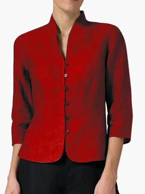Veste élégante femme style moderne col montant manches trois-quarts pour bureau et occasions formelles - Image 4