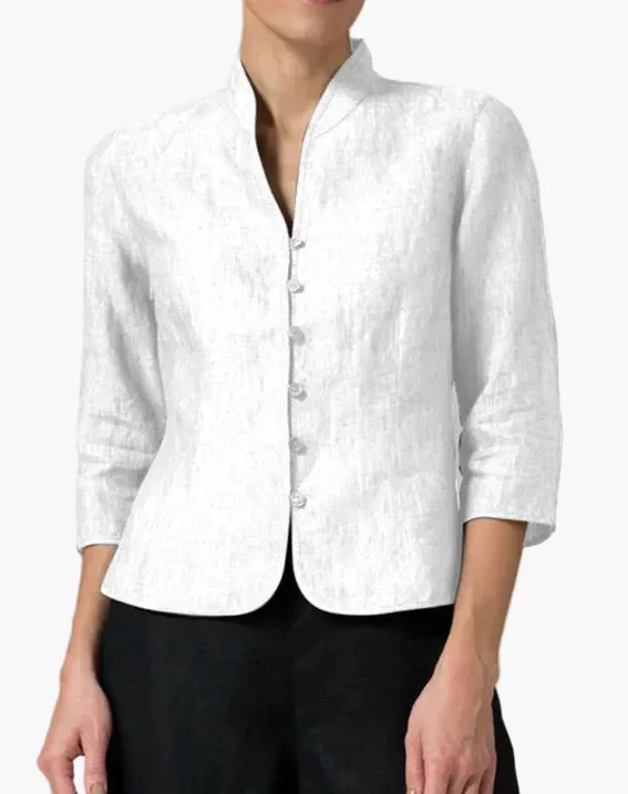 Veste élégante femme style moderne col montant manches trois-quarts pour bureau et occasions formelles - Image 5