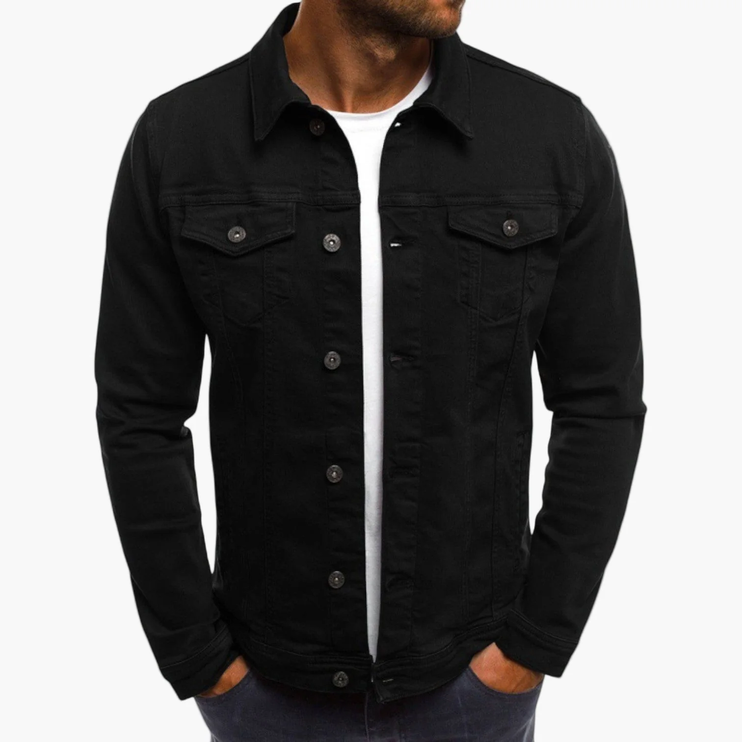 Veste en jean classique pour homme style urbain polyvalent - Image 2