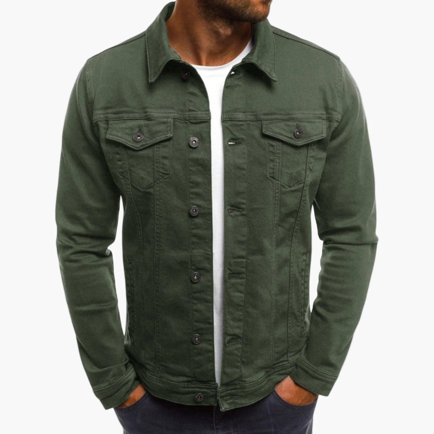 Veste en jean classique pour homme style urbain polyvalent - Image 4