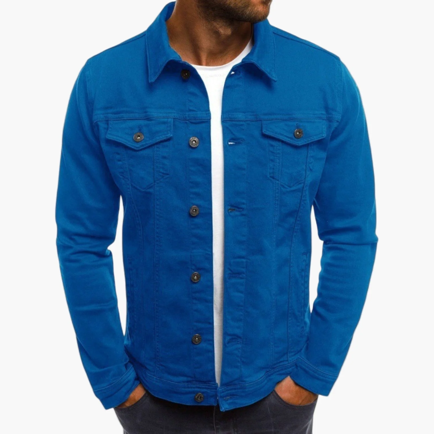 Veste en jean classique pour homme style urbain polyvalent - Image 5