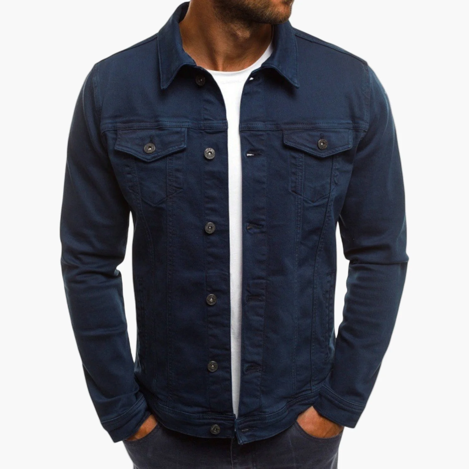 Veste en jean classique pour homme style urbain polyvalent - Image 6