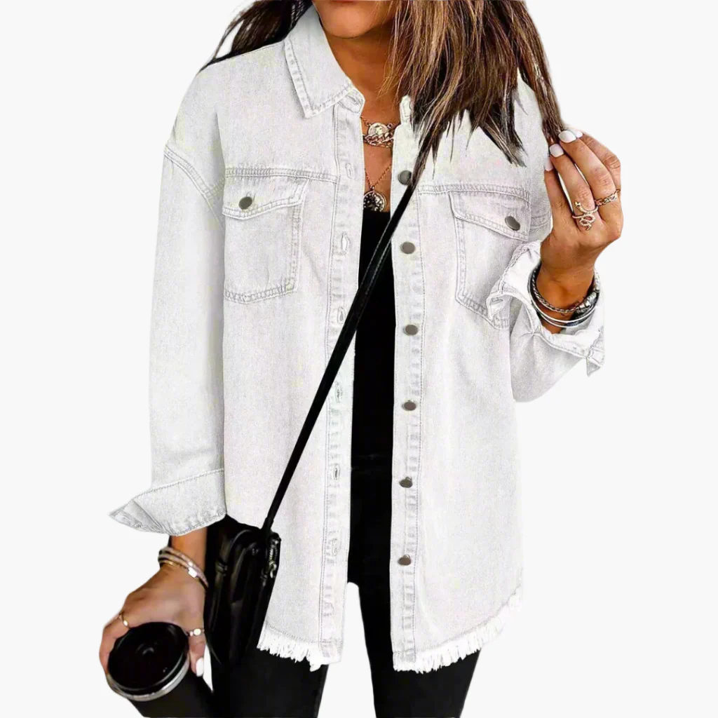 Veste en jean décontractée style urbain pour femme – Look tendance et polyvalent - Image 5