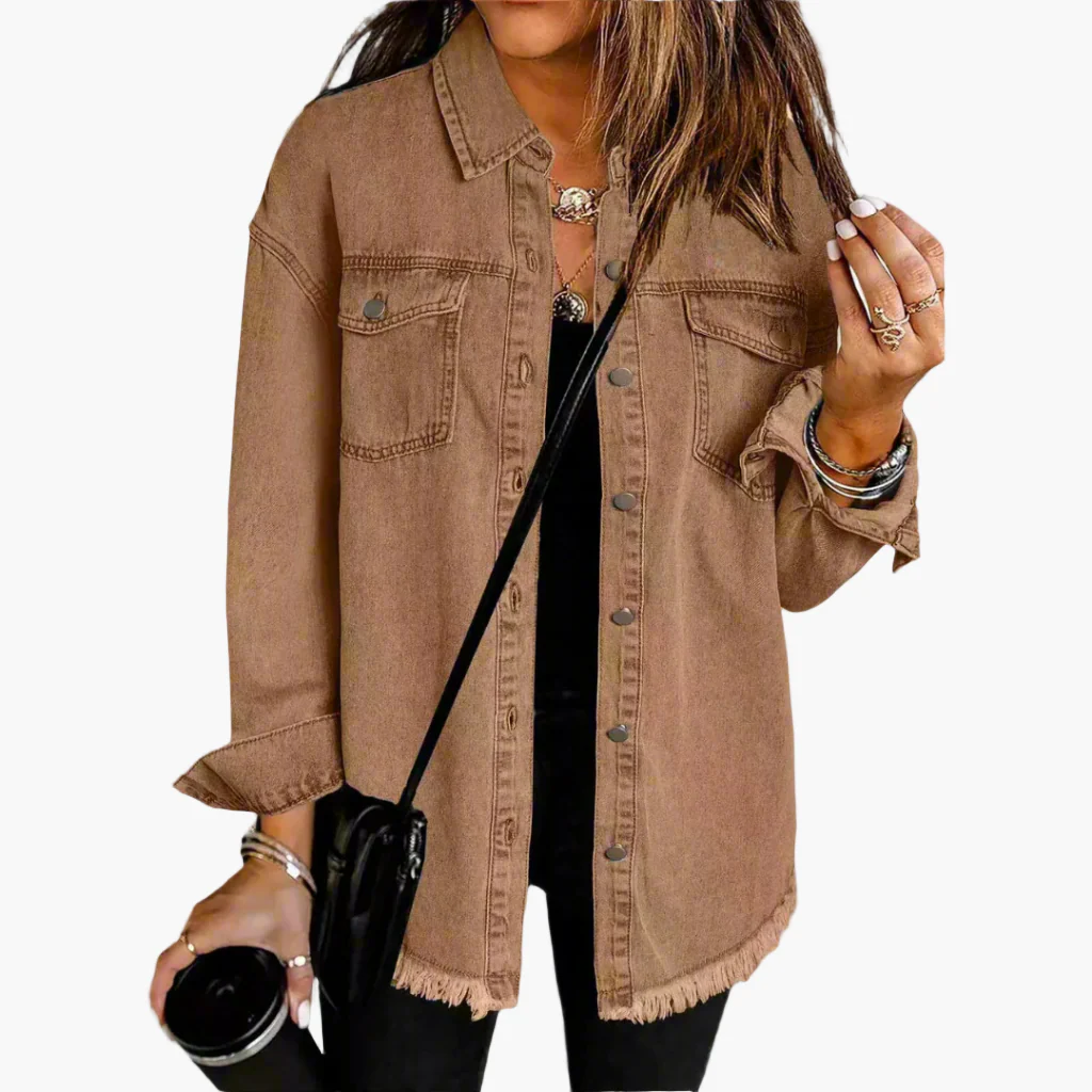Veste en jean décontractée style urbain pour femme – Look tendance et polyvalent - Image 6
