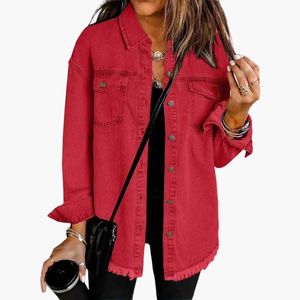 Veste en jean décontractée style urbain pour femme – Look tendance et polyvalent - Image 7