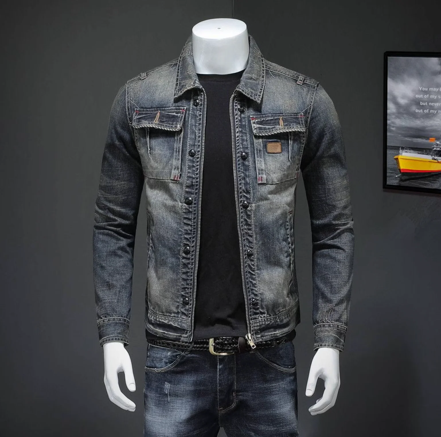 Veste en jean style classique pour homme – Élégance urbaine et look intemporel - Image 6