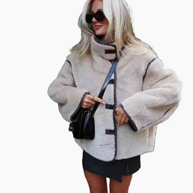 Veste d'extérieur style urbain femme, coupe ample et tendance, parfaite pour l'automne et l'hiver - Image 4