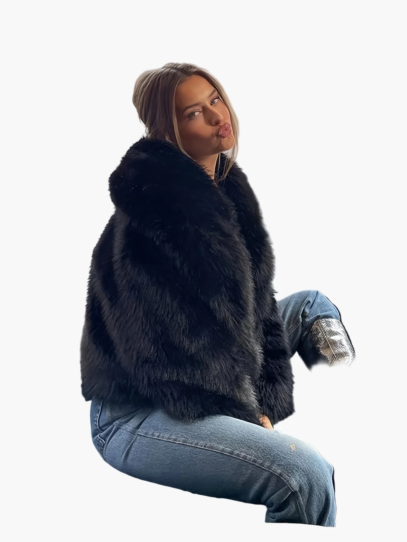 Veste femme style chic fausse fourrure coupe ample pour automne/hiver – Idéale pour look casual et élégant - Image 6