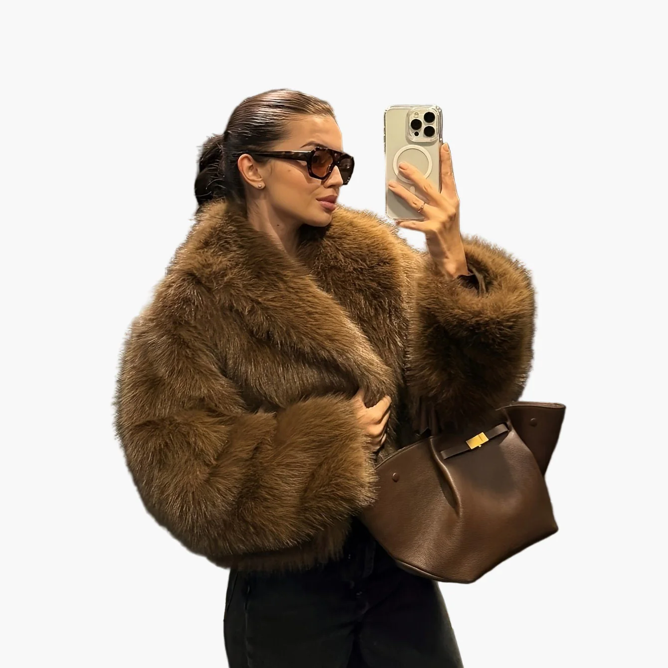 Veste femme style chic fausse fourrure coupe ample pour automne/hiver – Idéale pour look casual et élégant - Image 8