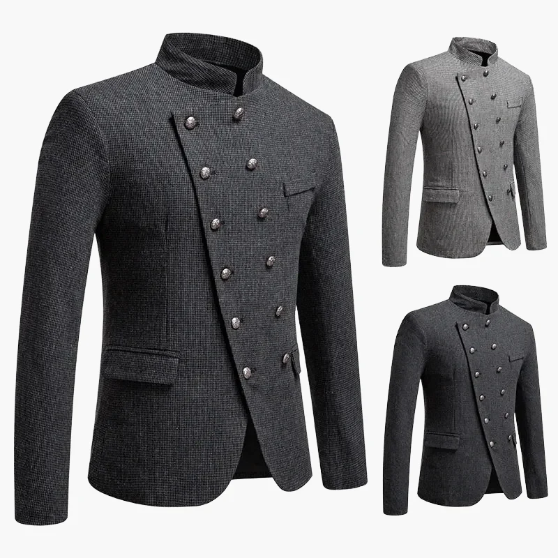Veste habillée style militaire pour homme à boutons décoratifs, coupe élégante, idéale pour soirées et événements formels - Image 5
