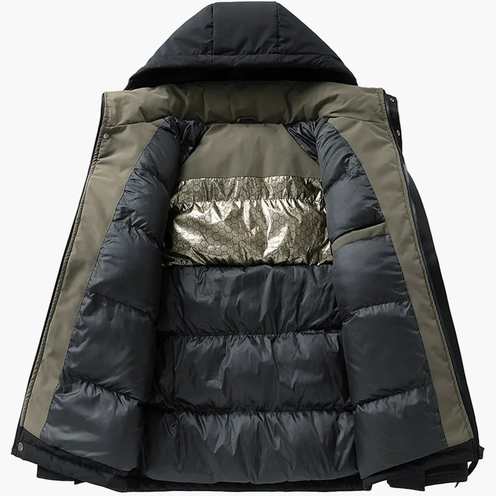 Veste d'hiver décontractée imperméable à capuche pour homme - Image 2