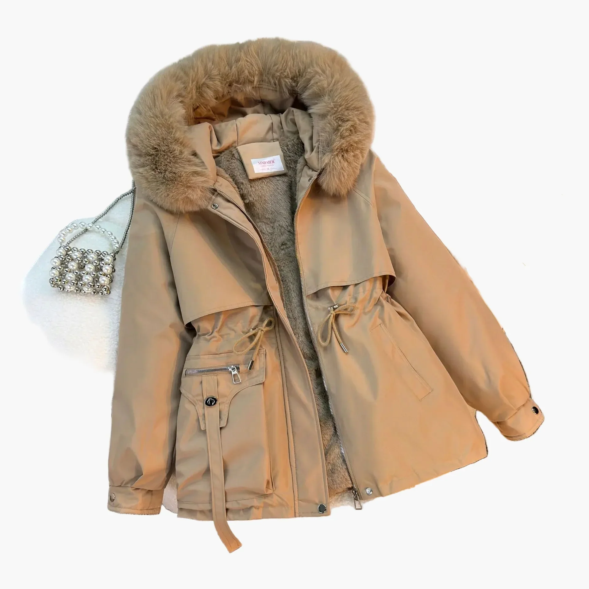 Veste d'hiver femme à capuche avec fausse fourrure – Style décontracté, idéale pour temps froid - Image 10