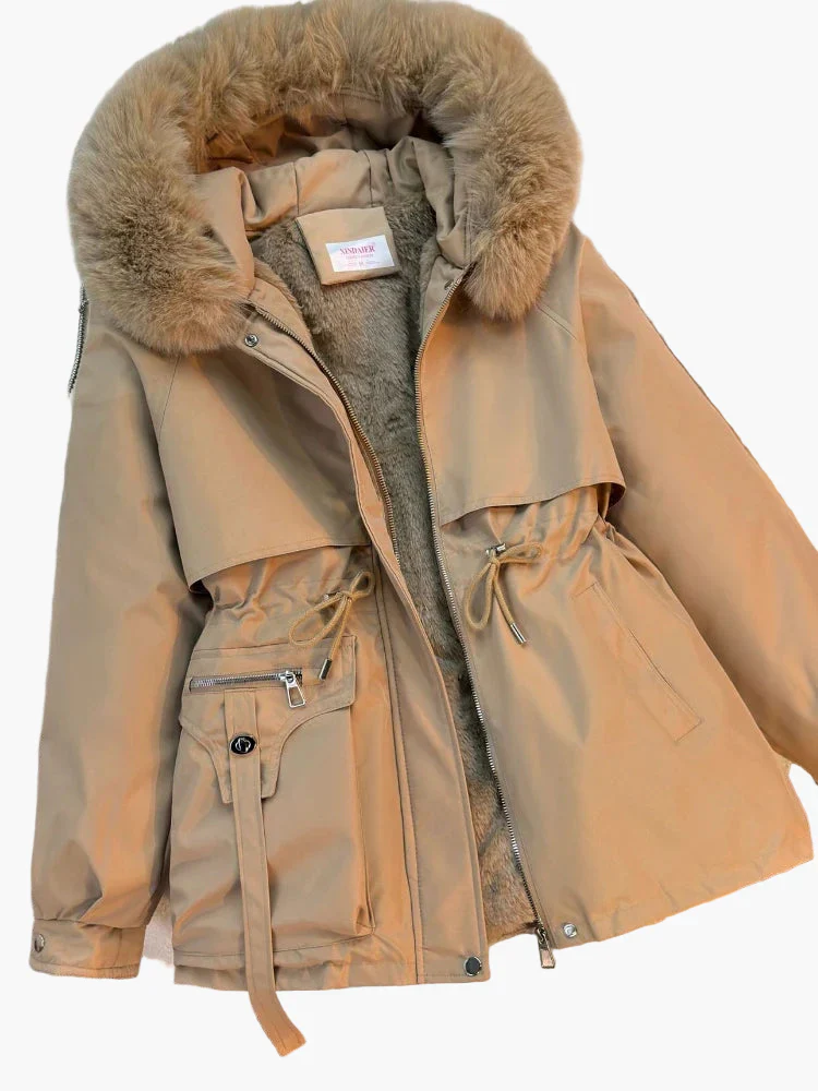 Veste d'hiver femme à capuche avec fausse fourrure – Style décontracté, idéale pour temps froid - Image 3