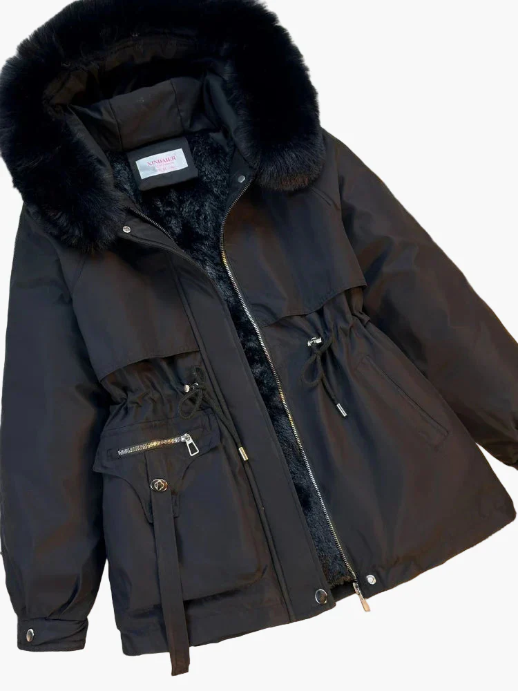 Veste d'hiver femme à capuche avec fausse fourrure – Style décontracté, idéale pour temps froid - Image 4