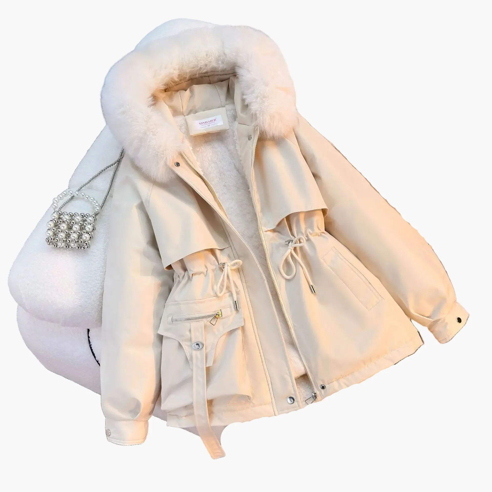 Veste d'hiver femme à capuche avec fausse fourrure – Style décontracté, idéale pour temps froid - Image 9