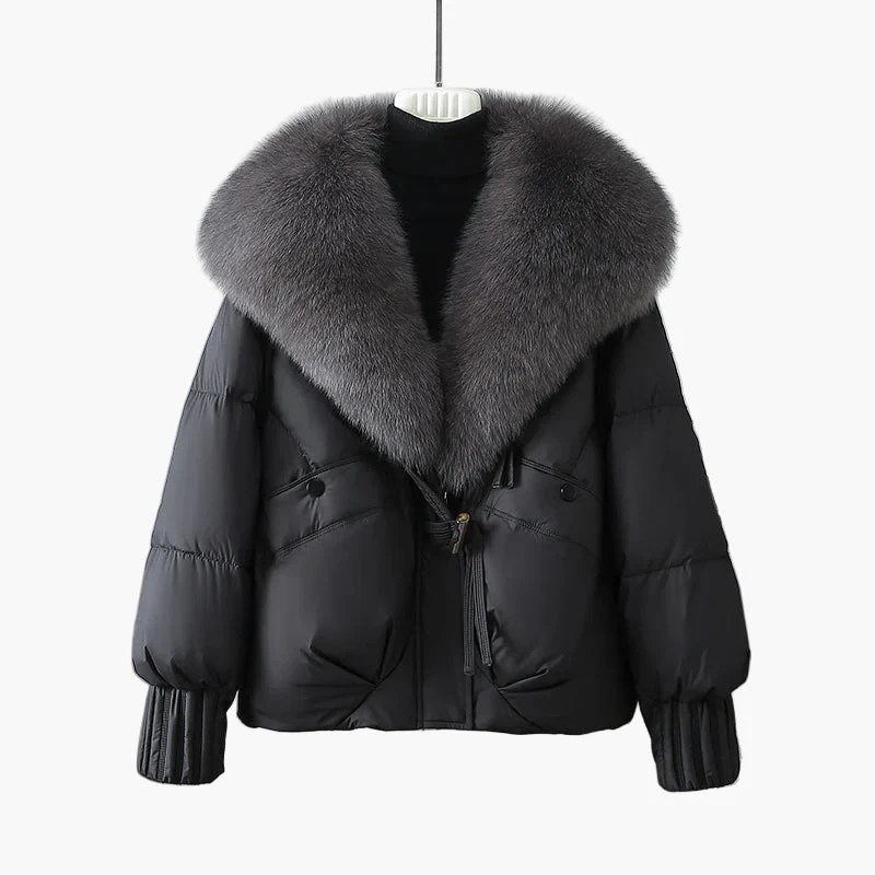 Veste d'hiver femme à col large style élégant pour temps froid - Image 2