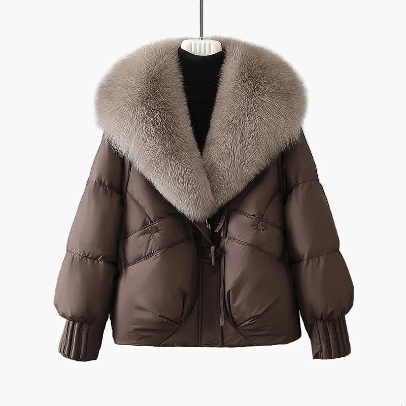 Veste d'hiver femme à col large style élégant pour temps froid - Image 3