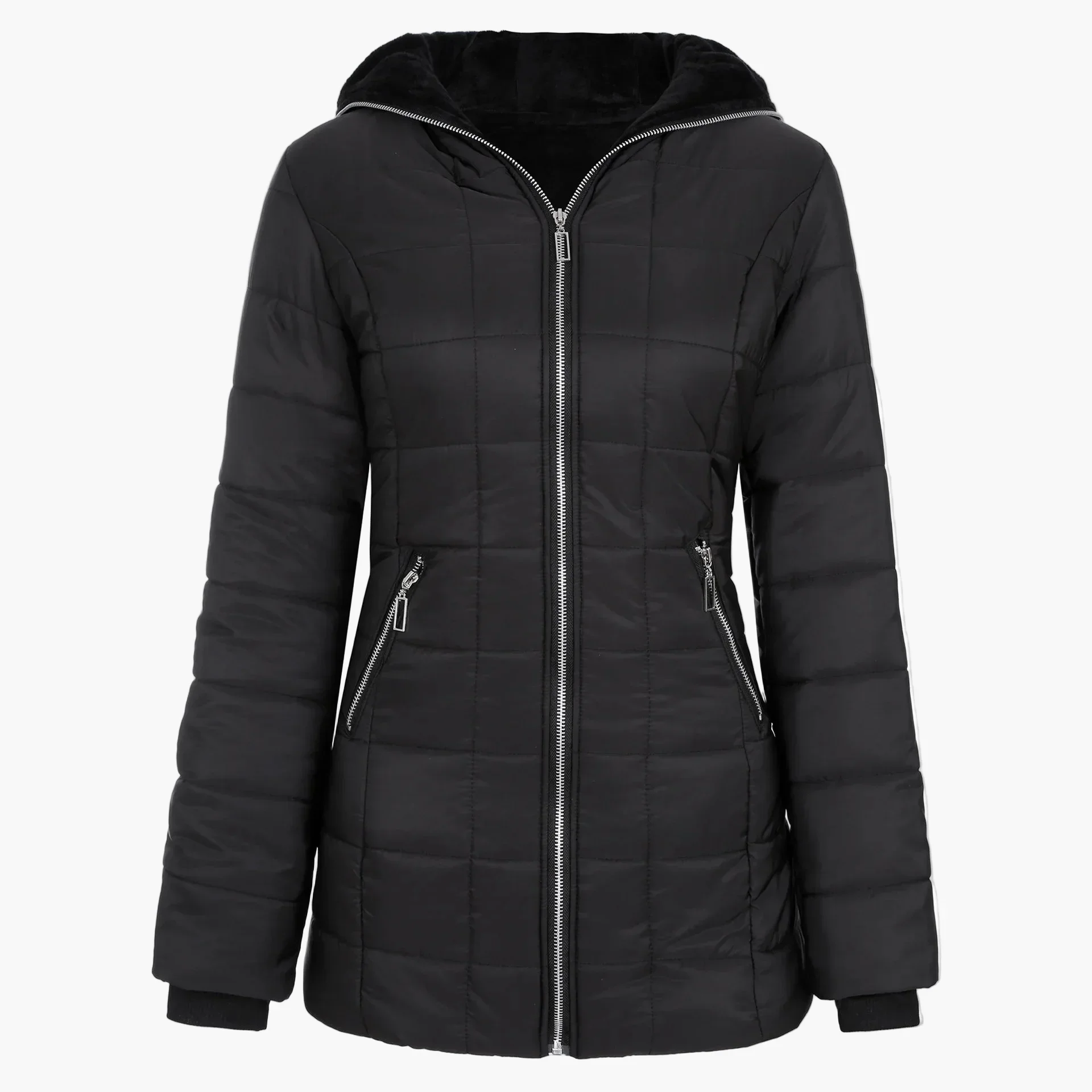 Veste d'hiver femme élégante à capuche style doudoune longue pour temps froid - Image 2