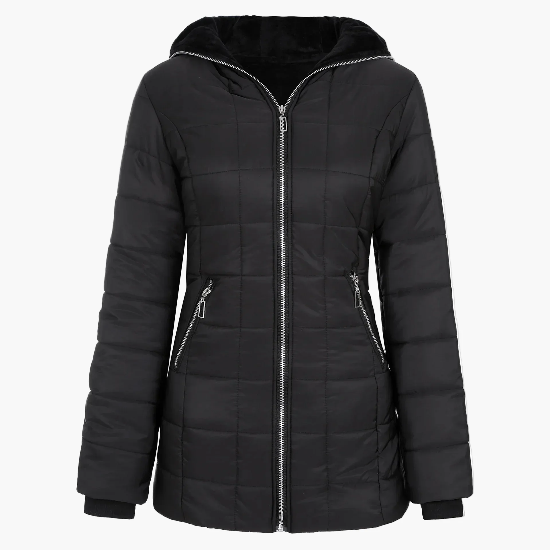 Veste d'hiver femme élégante à capuche style doudoune longue pour temps froid - Image 4