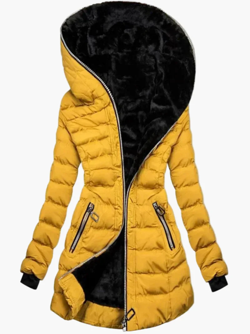 Veste d'hiver femme élégante à capuche style doudoune longue pour temps froid - Image 5