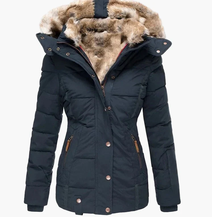 Veste d'Hiver Femme Élégante à Capuche avec Fourrure – Coupe Cintrée et Style Urbain - Image 10