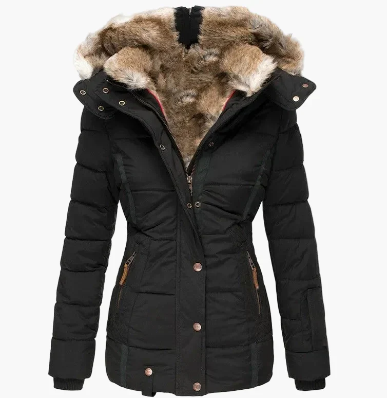 Veste d'Hiver Femme Élégante à Capuche avec Fourrure – Coupe Cintrée et Style Urbain - Image 11