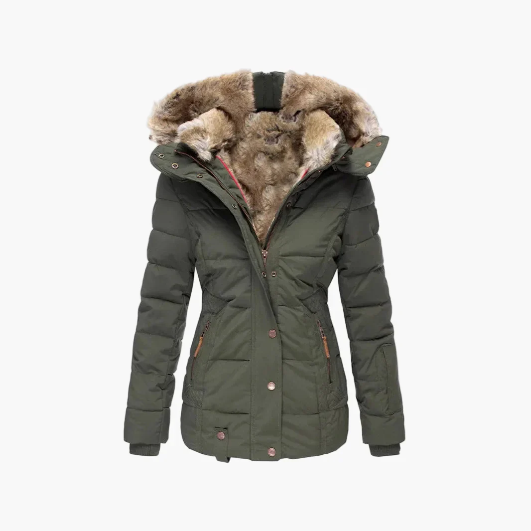 Veste d'Hiver Femme Élégante à Capuche avec Fourrure – Coupe Cintrée et Style Urbain - Image 2