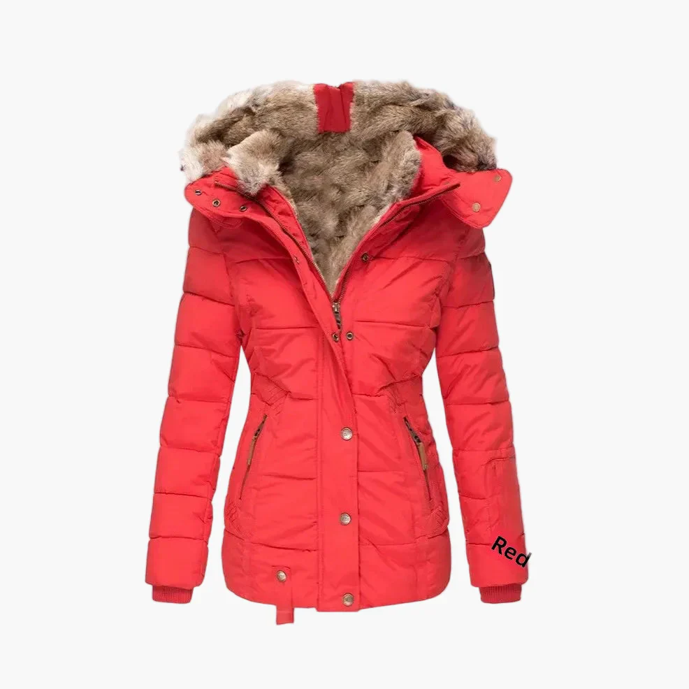 Veste d'Hiver Femme Élégante à Capuche avec Fourrure – Coupe Cintrée et Style Urbain - Image 4