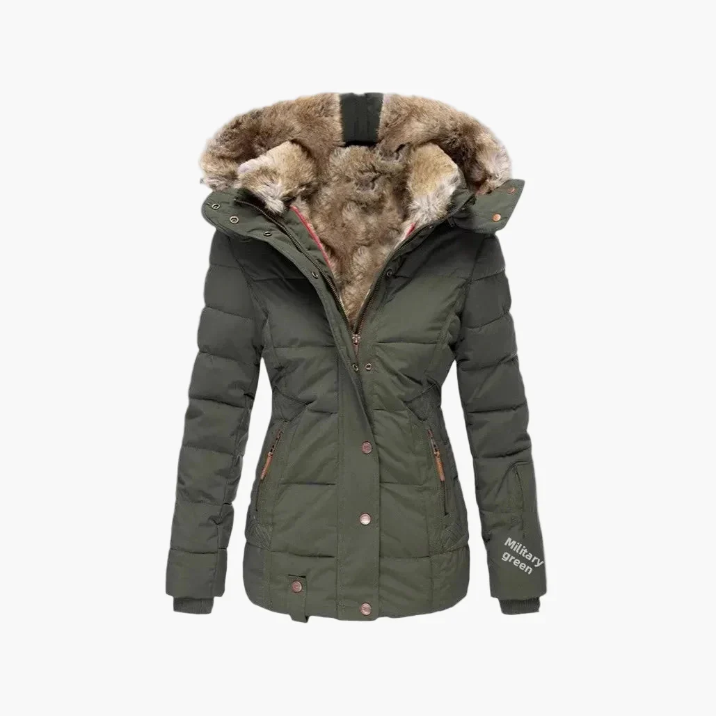Veste d'Hiver Femme Élégante à Capuche avec Fourrure – Coupe Cintrée et Style Urbain - Image 5