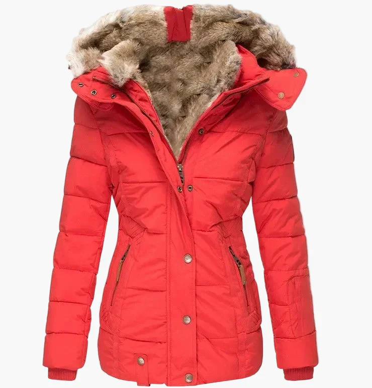 Veste d'Hiver Femme Élégante à Capuche avec Fourrure – Coupe Cintrée et Style Urbain - Image 7