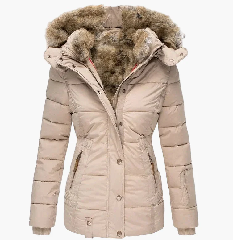 Veste d'Hiver Femme Élégante à Capuche avec Fourrure – Coupe Cintrée et Style Urbain - Image 8