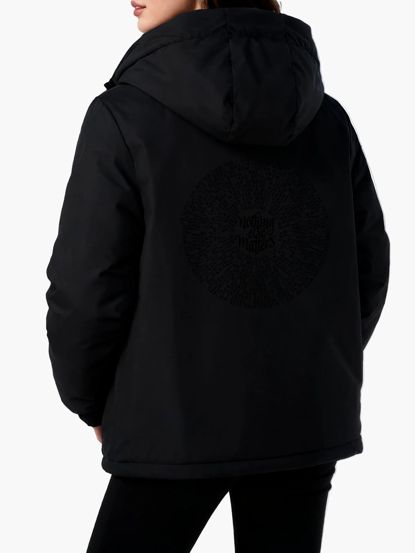 Veste d'hiver femme style urbain avec capuche et motif « Nothing Else Matters » – Casual, idéale pour le quotidien - Image 2