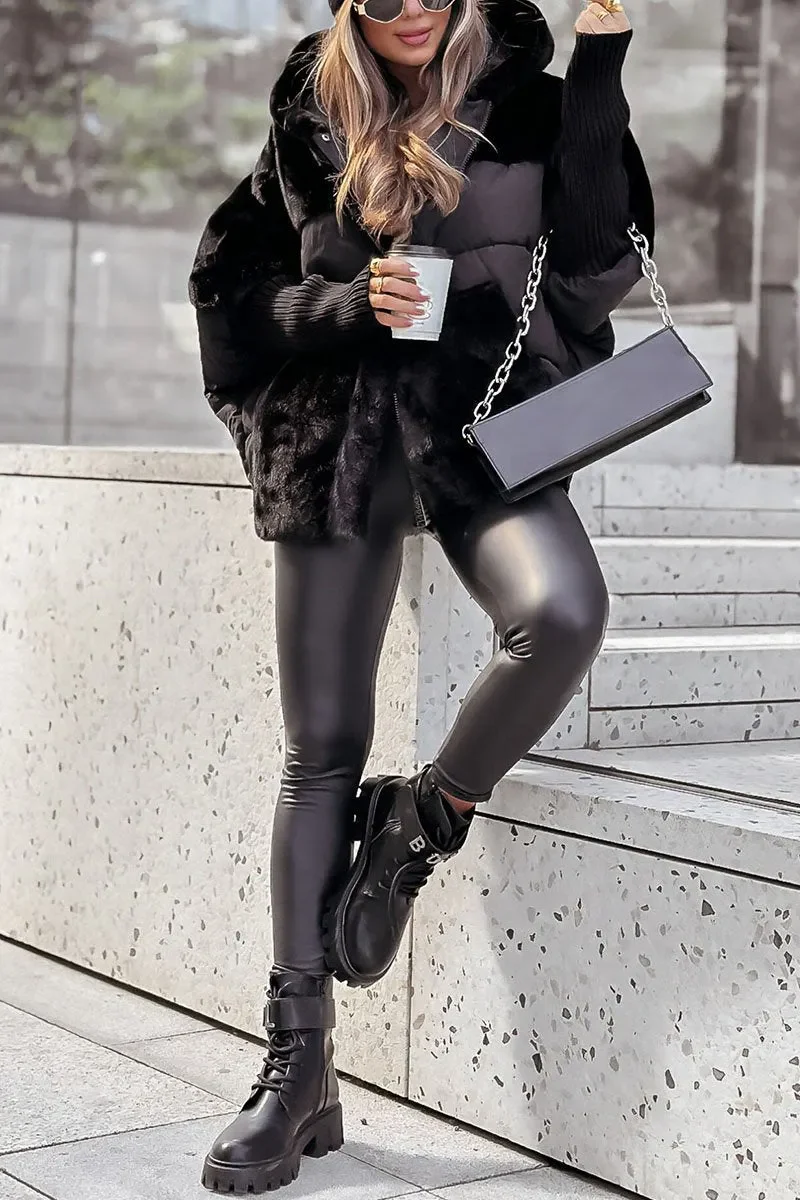 Veste d'hiver femme style urbain chic matelassée à capuche, idéale pour le froid - Image 2