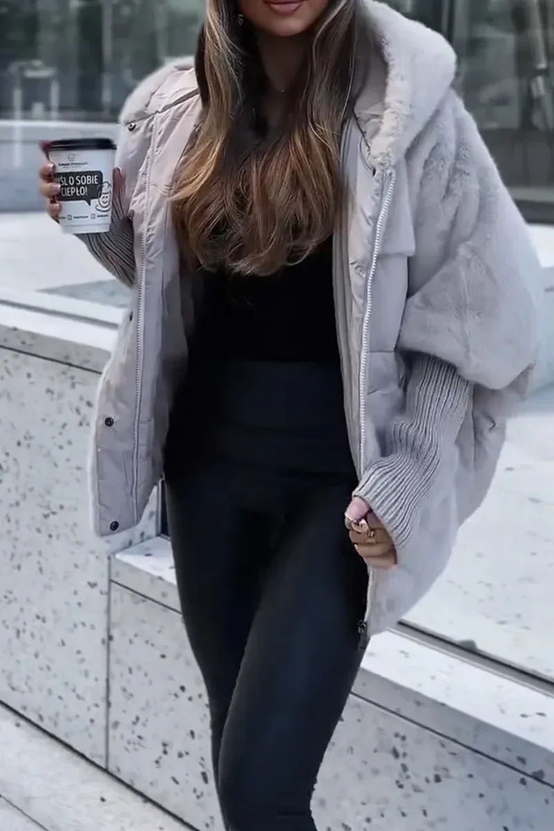 Veste d'hiver femme style urbain chic matelassée à capuche, idéale pour le froid - Image 4
