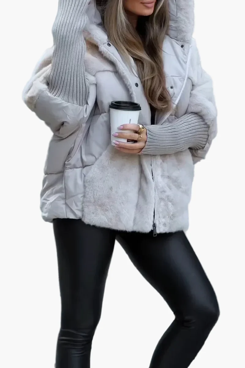 Veste d'hiver femme style urbain chic matelassée à capuche, idéale pour le froid - Image 5