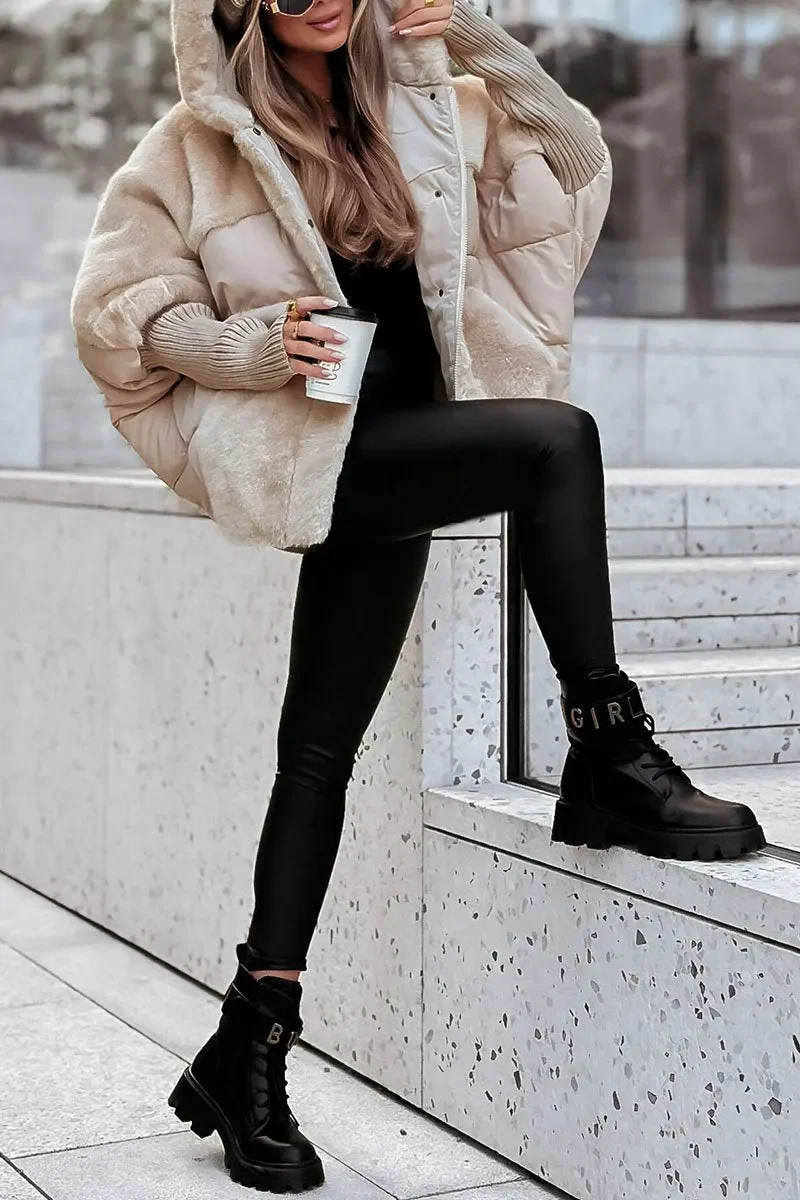 Veste d'hiver femme style urbain chic matelassée à capuche, idéale pour le froid - Image 9