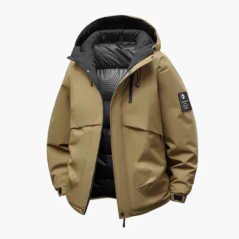 Veste d'hiver imperméable et coupe-vent décontractée pour homme – Style urbain avec capuche amovible - Image 3