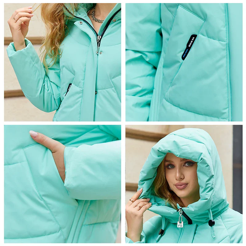 Veste d'hiver matelassée à capuche pour femme, style urbain et moderne - Image 8