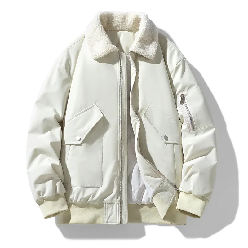 Veste homme style aviateur col sherpa tendance hiver chaud - Image 2