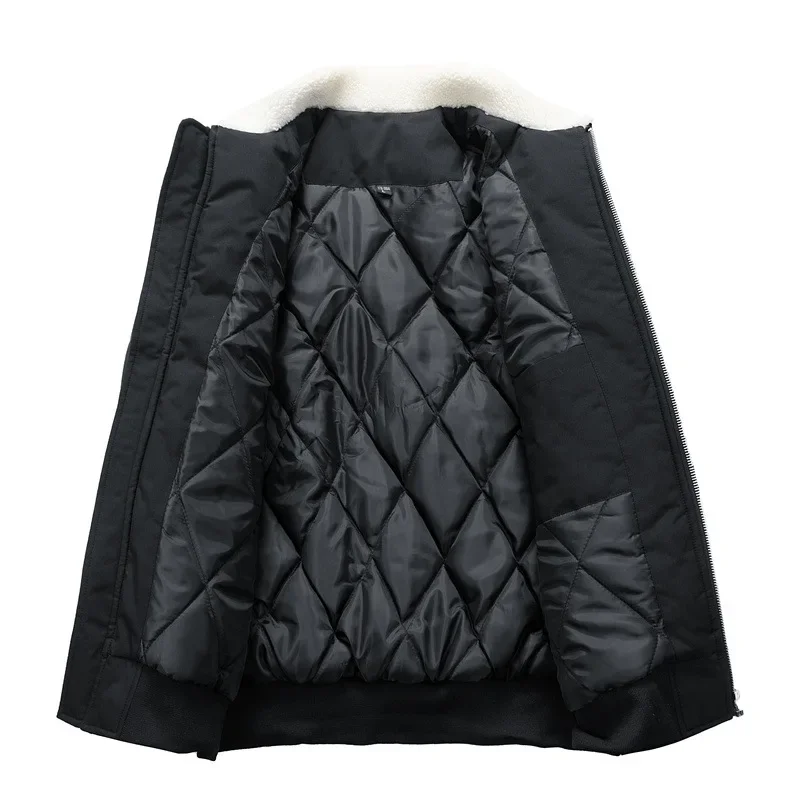 Veste homme style aviateur col sherpa tendance hiver chaud - Image 4