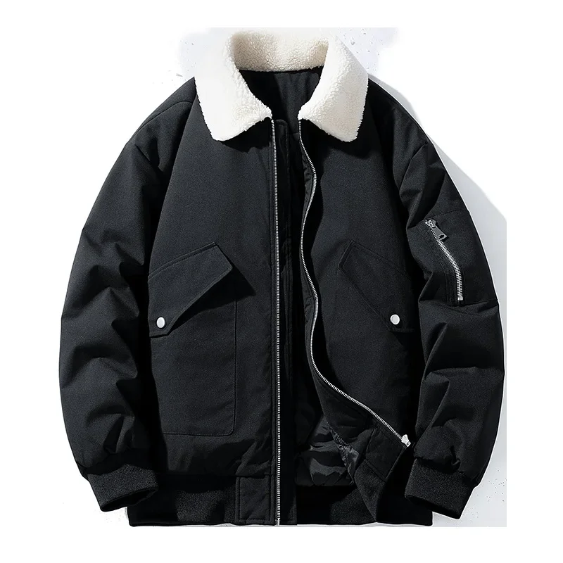Veste homme style aviateur col sherpa tendance hiver chaud - Image 5