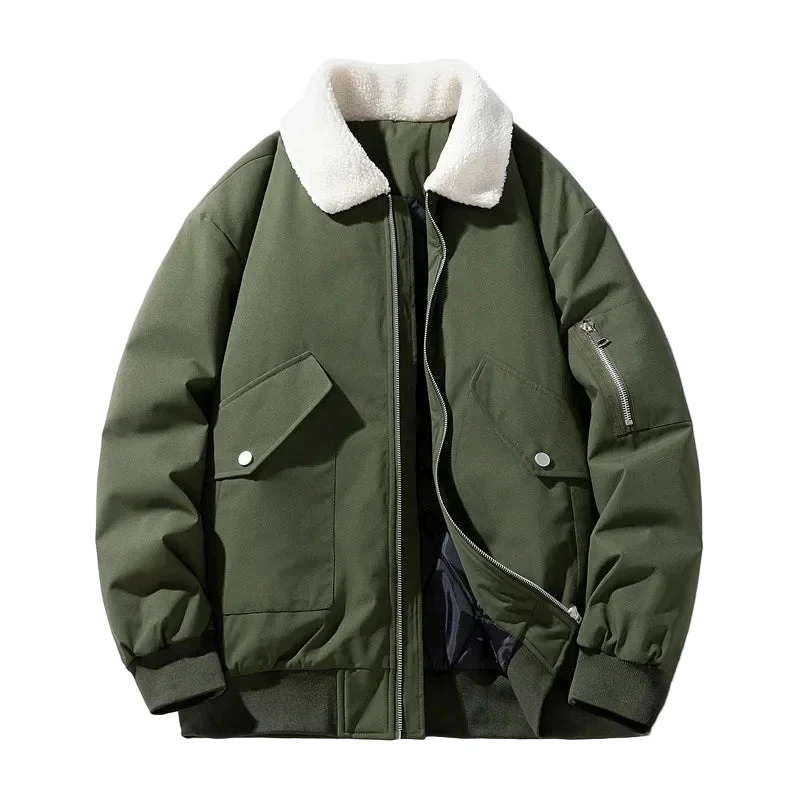 Veste homme style aviateur col sherpa tendance hiver chaud - Image 7