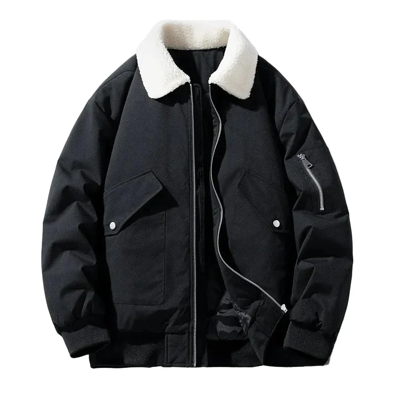 Veste homme style aviateur col sherpa tendance hiver chaud - Image 8