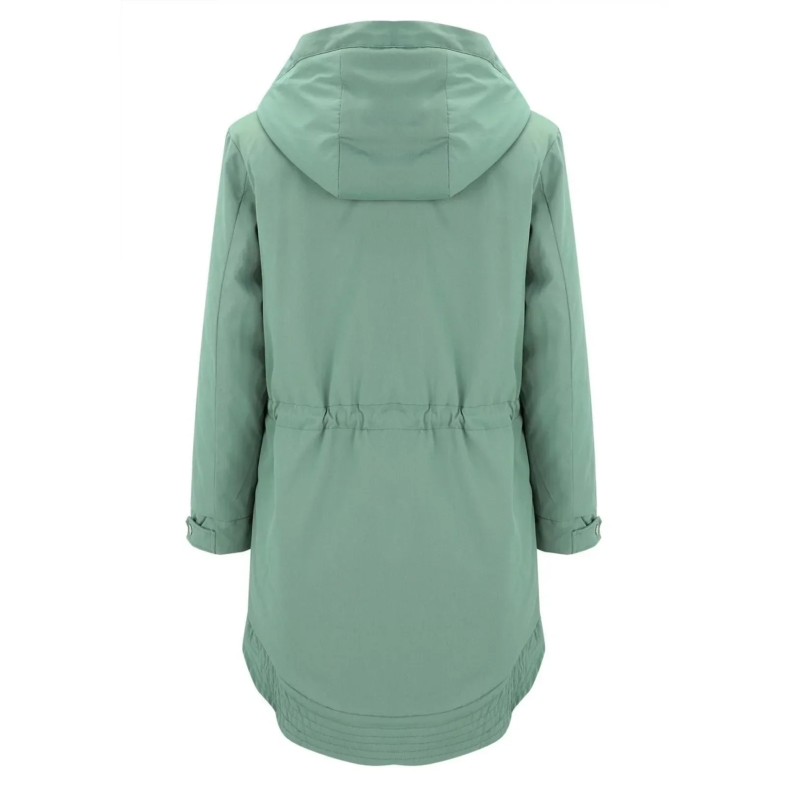 Veste imperméable femme à capuche style trench, doublure chaude, coupe longue tendance, manteau coupe-vent urbain - Image 2