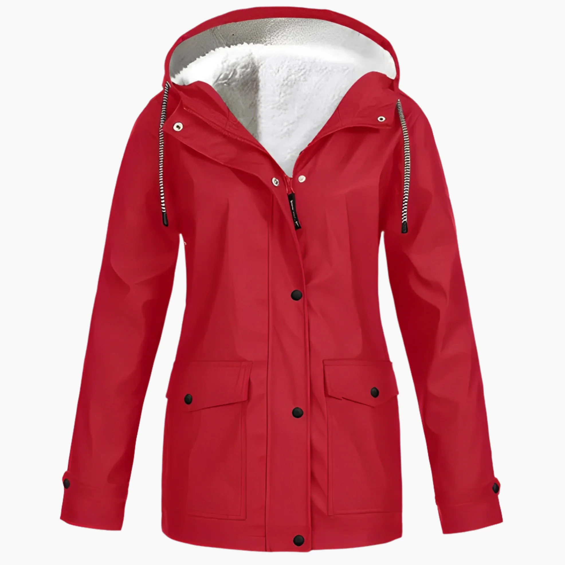 Veste imperméable femme style urbain doublée polaire pour hiver et pluie - Image 10