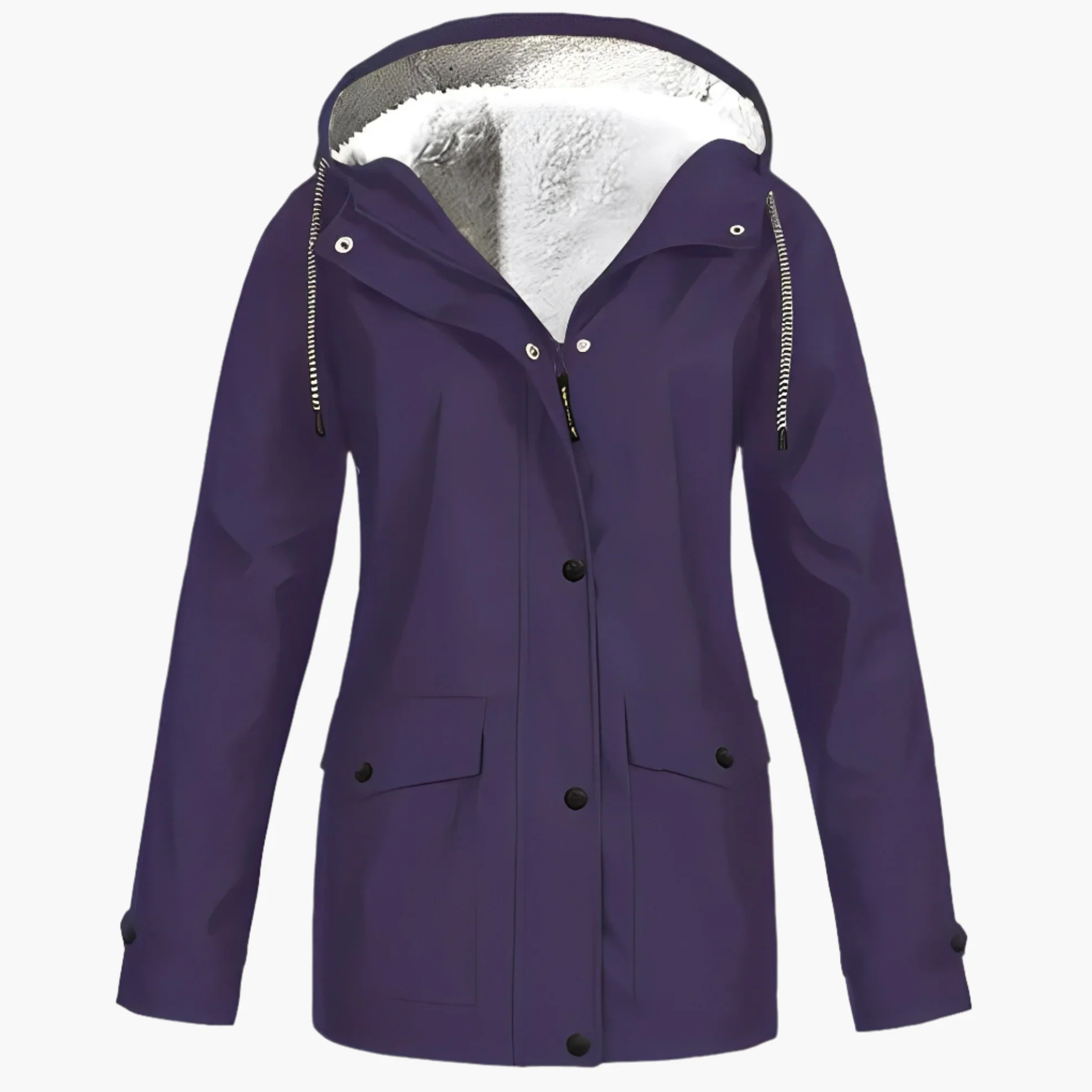 Veste imperméable femme style urbain doublée polaire pour hiver et pluie - Image 11