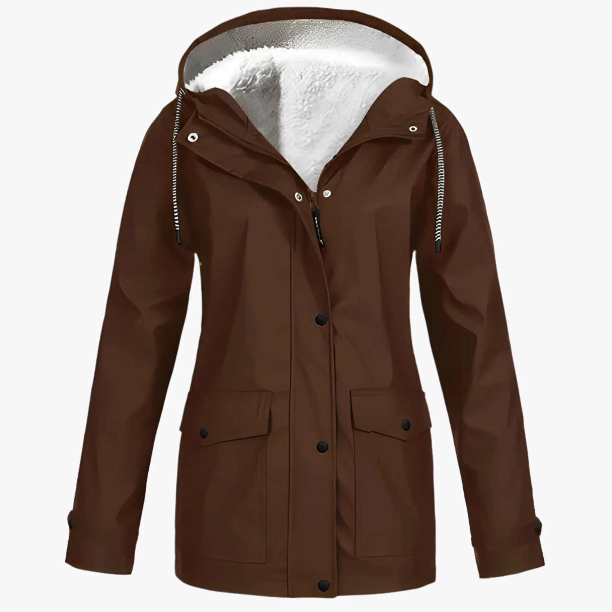 Veste imperméable femme style urbain doublée polaire pour hiver et pluie - Image 12